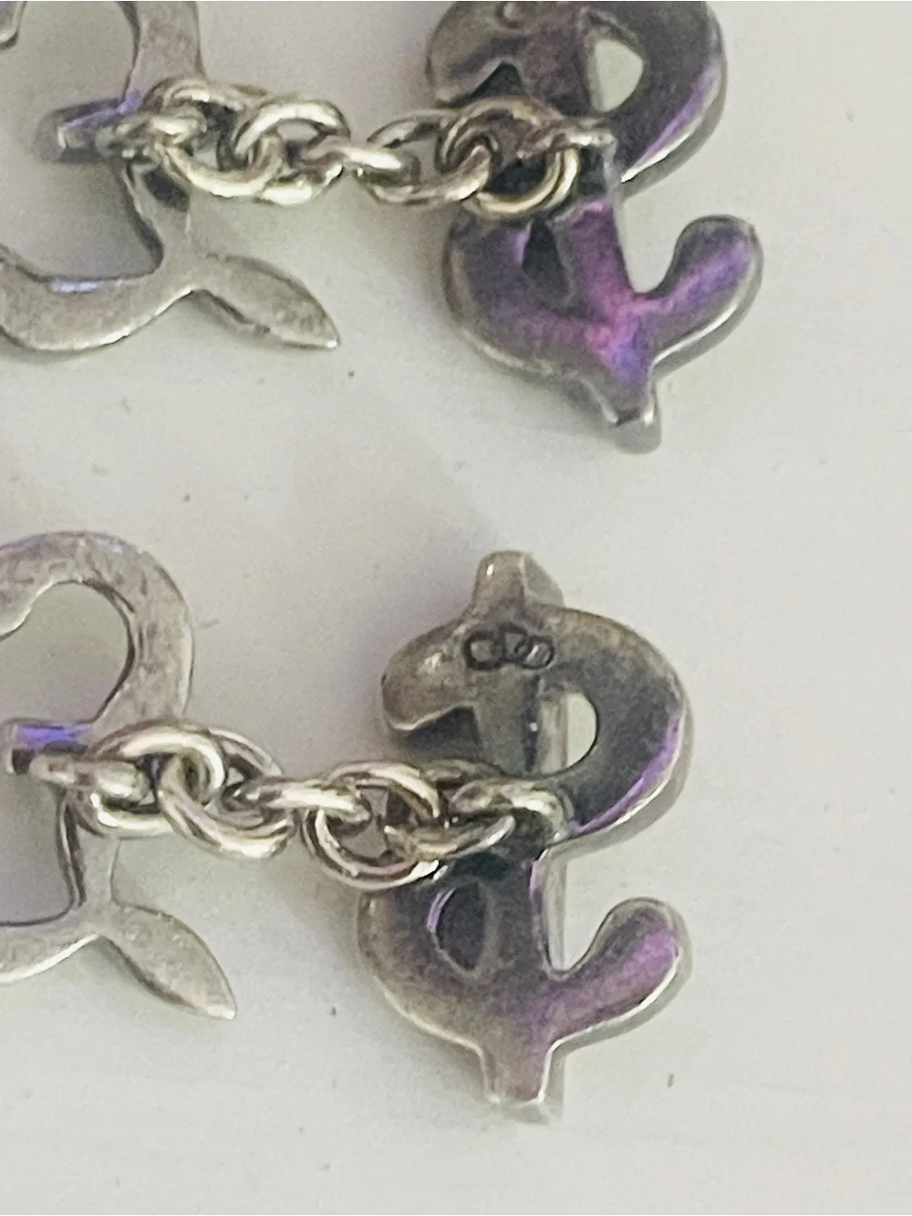 Links of London Sterling Silver Cufflinks 925 Dollar Pound Sign Vintage 1992